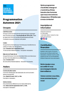 Programmation Automne 2021